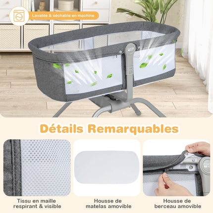 Baby Rocking Bassinet With Mattress – Foldable, 90x48x75 cm