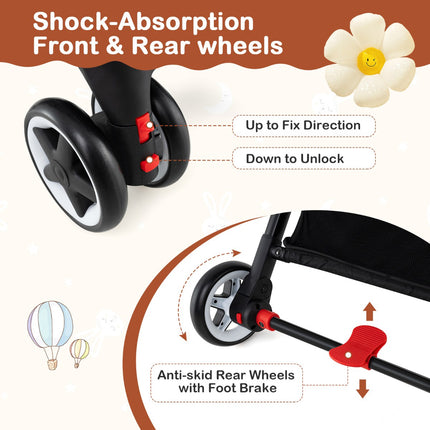 Baby Stroller With Canopy, 95–175 Recline, Quick Fold