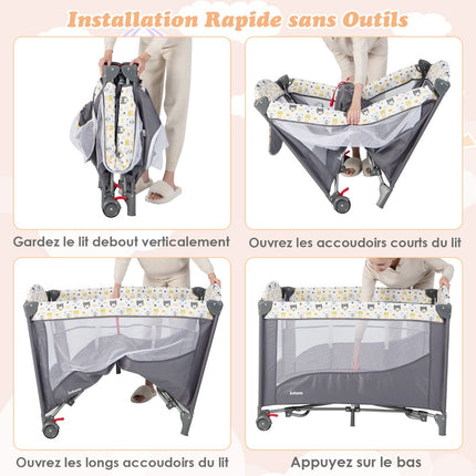 Baby Travel Cot 5-in-1, Mattress, Changing Table
