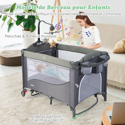 Baby Travel Cot 5-in-1 With Mattress, Changing Table