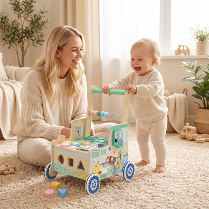 Baby Walker with Wheels, Storage, Montessori Activity Center