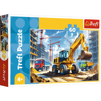Backhoe Loader Tractor Puzzle, 60 Pieces for Kids