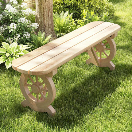 Backless Garden Bench in Carbonized Fir Wood, Weatherproof, 325 kg, Natural