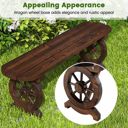 Backless Garden Bench in Carbonized Fir Wood, Weatherproof, 325 kg, Rustic Brown