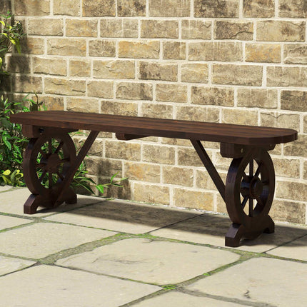 Backless Garden Bench in Carbonized Fir Wood, Weatherproof, 325 kg, Rustic Brown