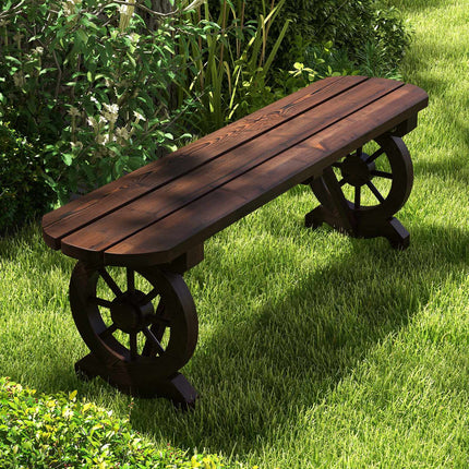 Backless Garden Bench in Carbonized Fir Wood, Weatherproof, 325 kg, Rustic Brown