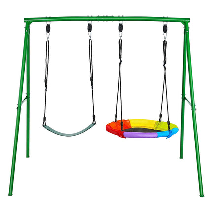 Backyard Swing Set, Saucer and Belt Seats, 440 lb