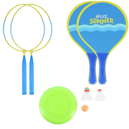 Badminton & Beach Set: 2 Racquets, Shuttlecocks, Frisbee