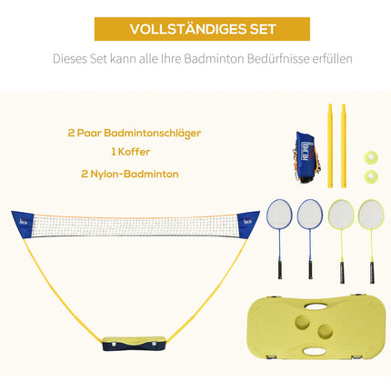 Portable badminton net set with 4 rackets, outdoor use