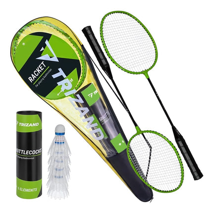 Badminton Set 9 Pieces with 2 Rackets and 6 Shuttlecocks, Case