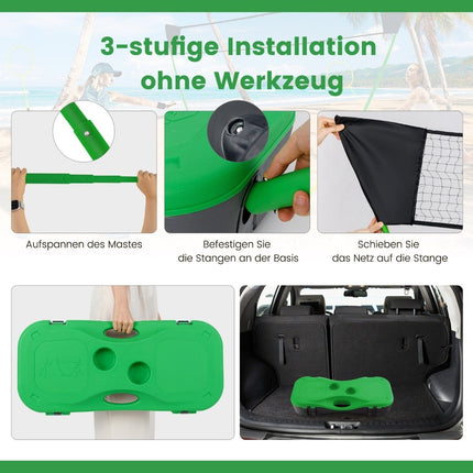 Badminton net stand portable shuttlecock game with rackets complete badminton set green