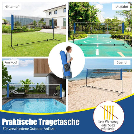 Badminton net with stand, shuttlecock net height adjustable with 2 shuttlecocks & carrying bag 420 x 102 x 89-155 cm