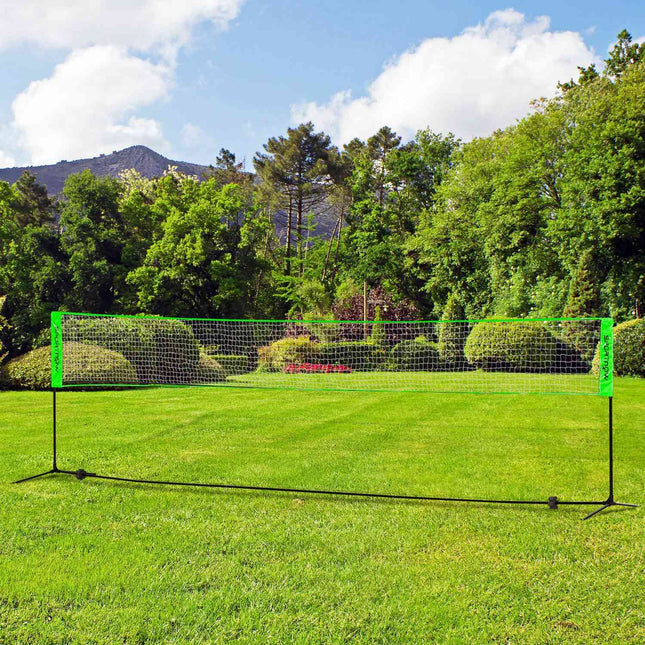 Badminton and volleyball set with net, shuttlecocks, 4 rackets