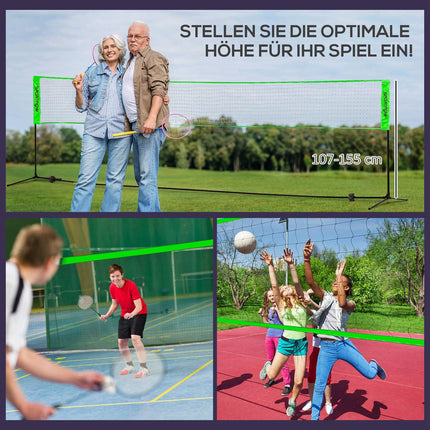 Badminton and volleyball set with net, shuttlecocks, 4 rackets