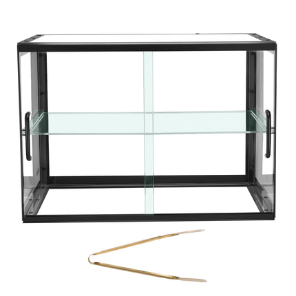 Bakery Display Case, 2-Tier Acrylic Sliding Door, 21.7 in