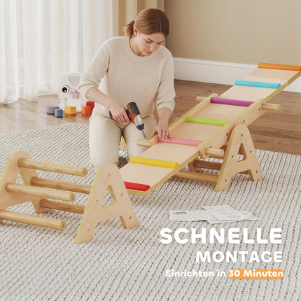 Balance Board & Seesaw for Kids, Wooden, 133 x 38 x 24 cm