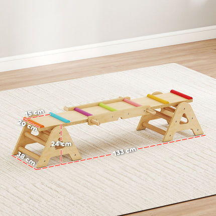 Balance Board & Seesaw for Kids, Wooden, 133 x 38 x 24 cm