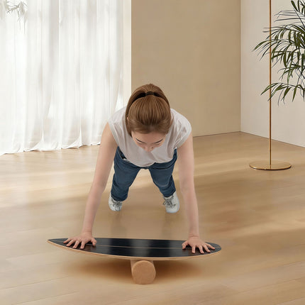 Balance Board Set – Cork Roller and Storage Rack, 330 lb