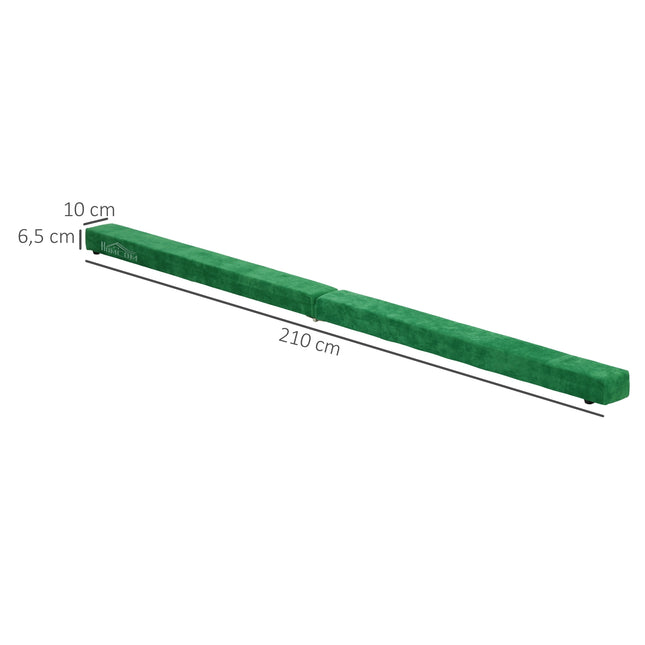 Balance beam 210 cm, foldable & stable, green, indoor/outdoor