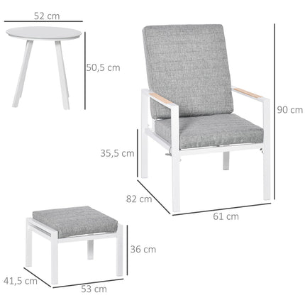 Adjustable balcony furniture set for 4 - Aluminum Grey/White