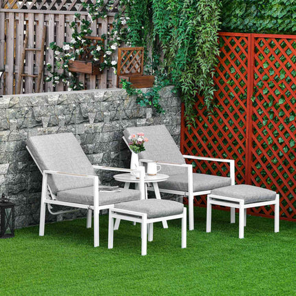 Adjustable balcony furniture set for 4 - Aluminum Grey/White