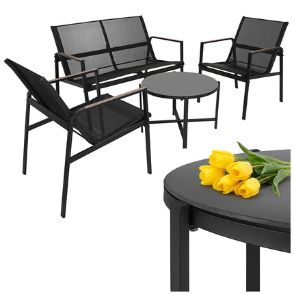 Balcony Furniture Set - 4 Pieces, Steel & Teslin Fabric