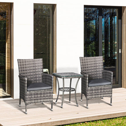 Rattan balcony furniture for 2 - dark gray outdoor use