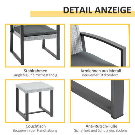 Balcony furniture set - Steel frame, cushions included