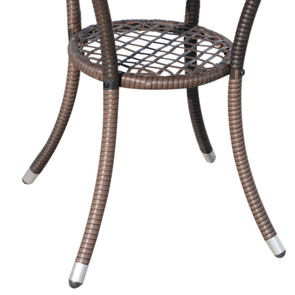 Folding rattan bistro set with cushions, brown 60x58.5x89.5 cm