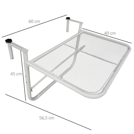 Height-adjustable White metal Balcony hanging table