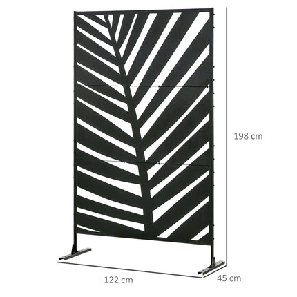 Balcony Privacy Screen, Banana Leaf, 122x198cm, Black Steel