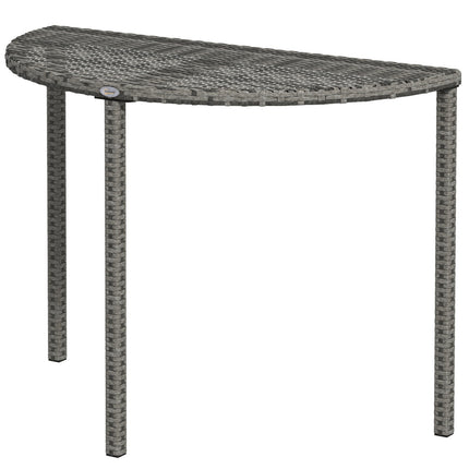 Semi-round gray polyrattan garden balcony table, 100x50x74 cm