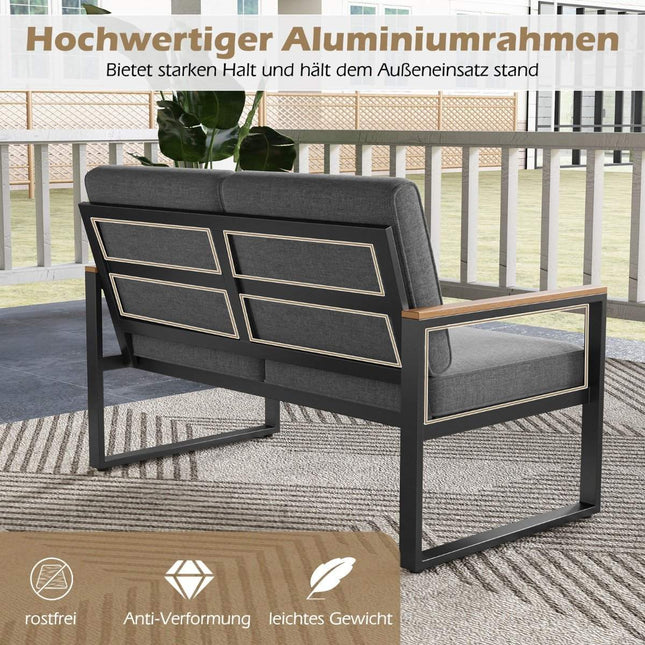 Balcony furniture weatherproof garden furniture set with aluminum frame balcony set with bench gray