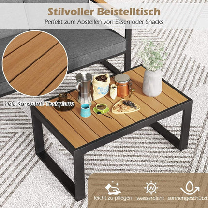Balcony furniture weatherproof garden furniture set with aluminum frame balcony set with bench gray