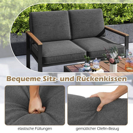 Balcony furniture weatherproof garden furniture set with aluminum frame balcony set with bench gray