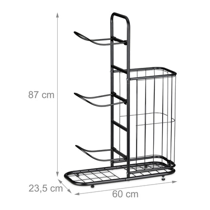 Ball Rack with 4 Shelves & Basket for Sports Equipment