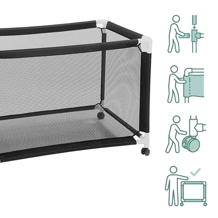 Ball Storage Cart, Mesh Basket, Swivel Casters With Brakes