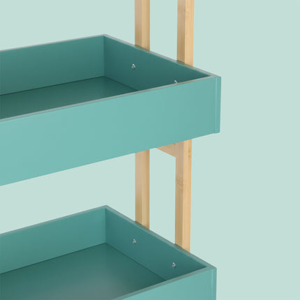 Bamboo 4-Tier Rolling Serving Trolley with Brakes