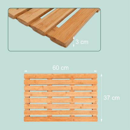 Bamboo Bath Mat – Non-Slip, Shower Bath Sauna