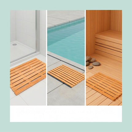 Bamboo Bath Mat – Non-Slip, Shower Bath Sauna