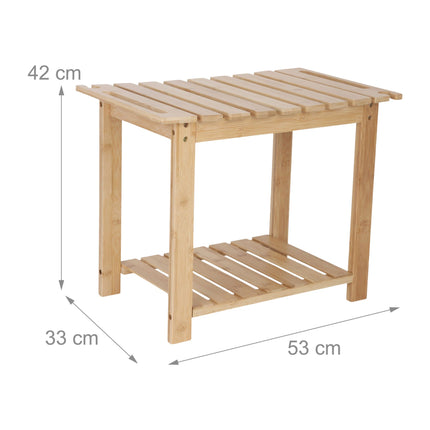 Bamboo Bath Stool with Shelf and Shower Head Holder