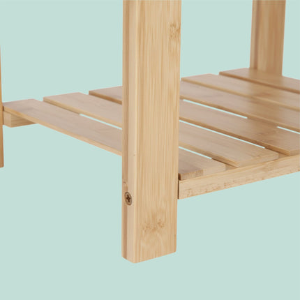 Bamboo Bath Stool with Shelf and Shower Head Holder