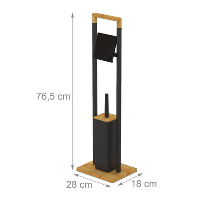 Bamboo Bathroom Set with Toilet Brush and Holder
