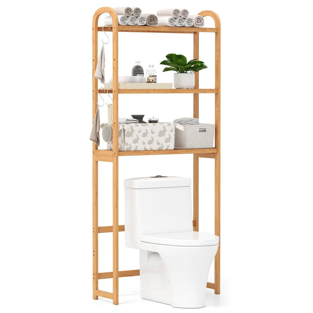 Bamboo Bathroom Shelf – 3-Tier Over-Toilet Storage Unit