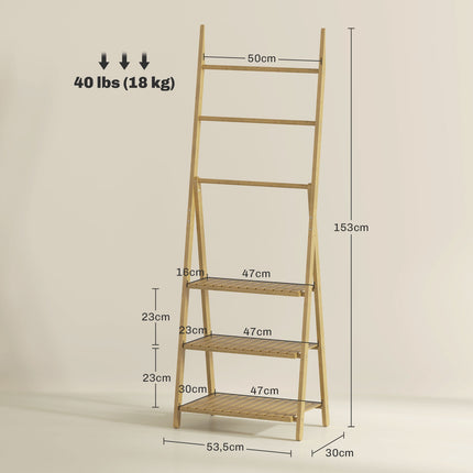 Bamboo Bathroom Shelf with 3 Tiers and Towel Holders