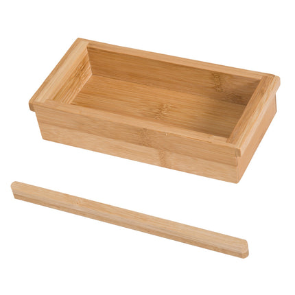 Adjustable bamboo bathtub shelf with cushion, natural wood