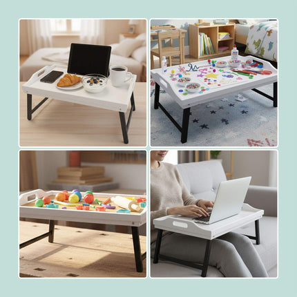Bamboo Bed Tray with Foldable Legs and Side Handles