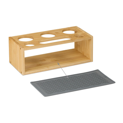 Bamboo Bottle Drying Rack for 3 Bottles
