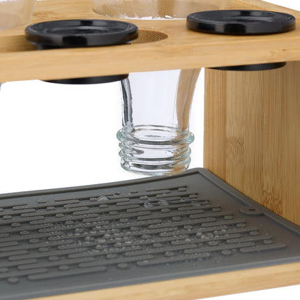 Bamboo Bottle Drying Rack for 3 Bottles