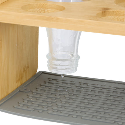 Bamboo Bottle Drying Rack for 4 Bottles
